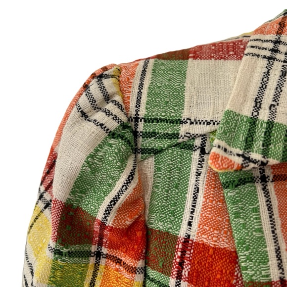 Vintage plaid blazer jacket multicolor fitted red orange green yellow - Picture 13 of 16